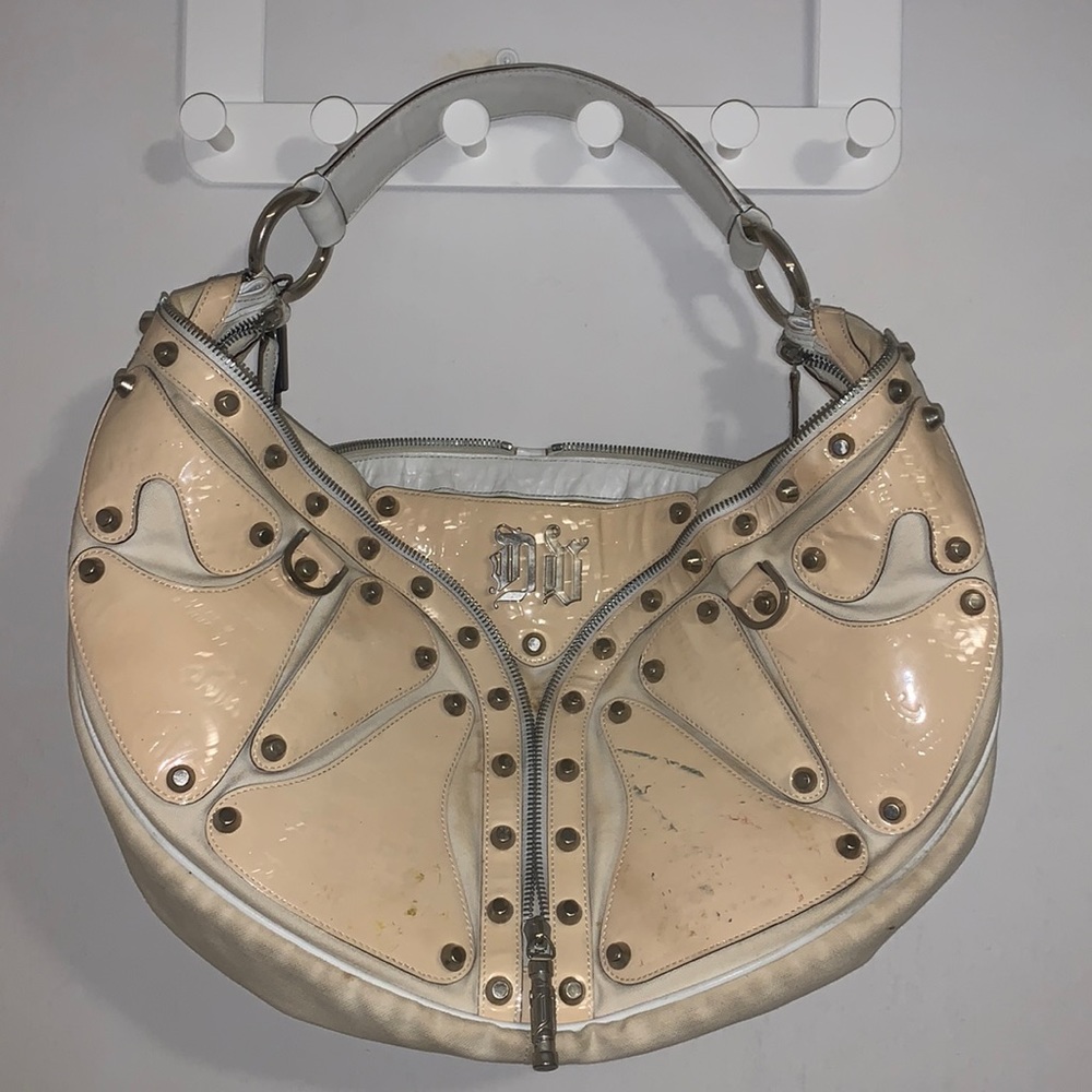 Vintage Authentic Versace Cream Hobo Bag w/ studs